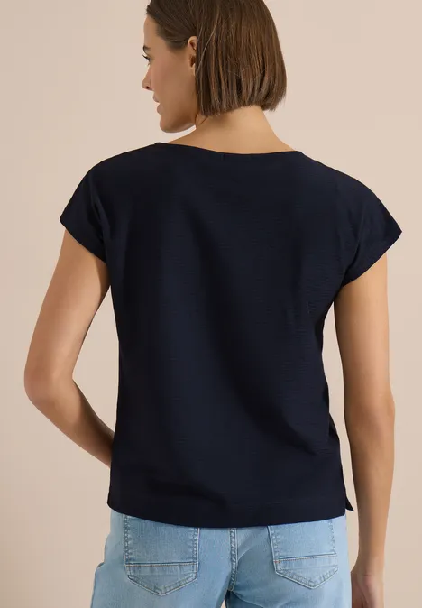 Shirt met boothals en structuur urban dark blue Shirt met boothals en structuur urban dark blue