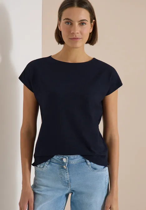 Shirt met boothals en structuur urban dark blue Shirt met boothals en structuur urban dark blue