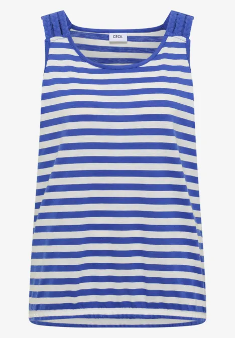 Top mit Rounded V-Neck und Streifen deep river blue Ärmelloses Top mit blauen und weißen Streifen, leger geschnitten aus leichtem, bequemem Stoff.