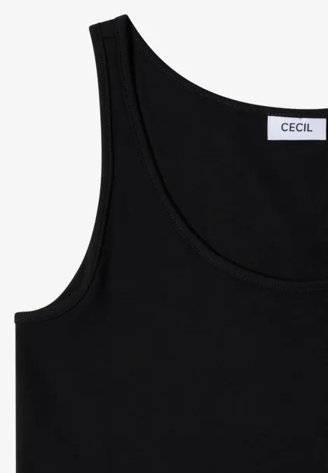 Débardeur noir sans manches avec encolure arrondie et étiquette CECIL.