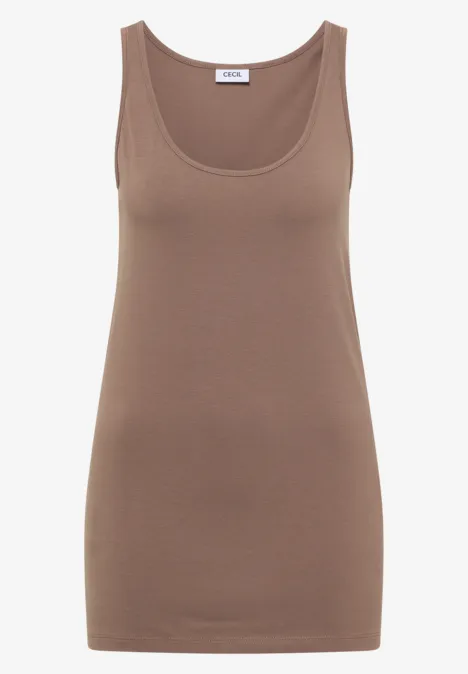 Débardeur marron simple pour femme à encolure ronde