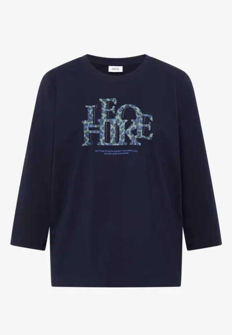 Dunkelblaues Langarmshirt mit 'Ice Hockey'-Aufdruck