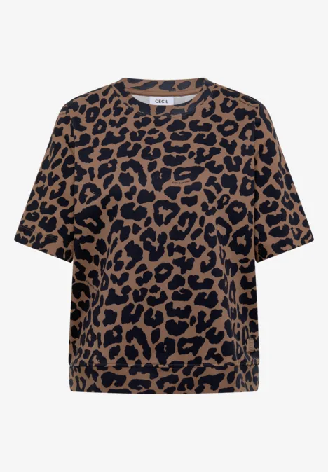 Oversize-T-Shirt mit braun-schwarzem Leopardenmuster.