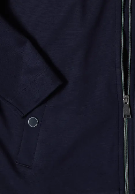 Dunkelblauer Reißverschluss-Sweatshirt mit seitlicher Tasche