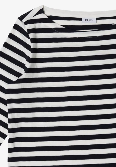 Schwarz-weiß gestreiftes T-Shirt mit kurzen Ärmeln