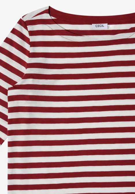 Kurzärmeliges T-Shirt mit rot-weißen Querstreifen