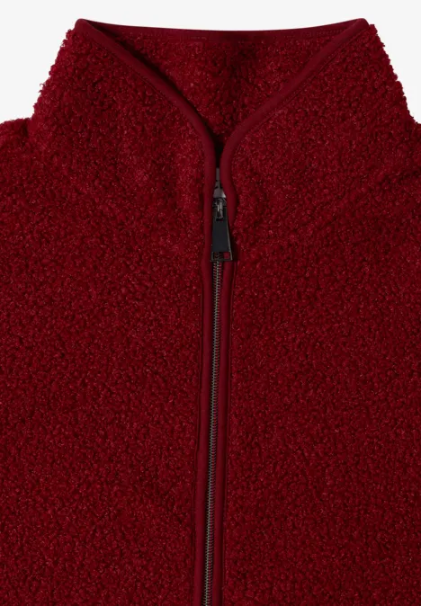Dunkelrote Fleecejacke mit Reißverschluss, Vorderansicht