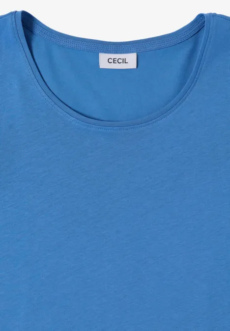 Basic Shirt mit Rundhals im 2er-Pack truffle brown/north blue Ein schlichtes, hellblaues, rundhalsiges Damen-Shirt mit CECIL-Label.