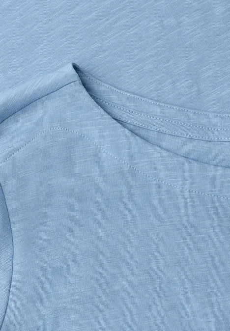 Langarm Shirt mit U-Boot-Ausschnitt cosmopolitan blue Hellblaues ärmelloses Baumwollshirt mit Rundhalsausschnitt und feiner Melierung.