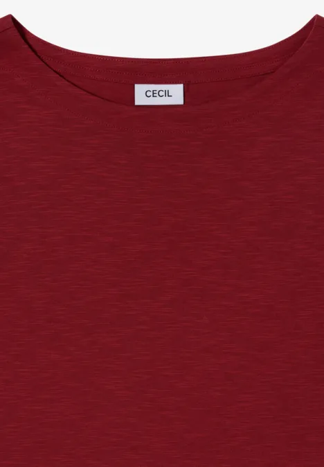 Langarm Shirt mit U-Boot-Ausschnitt russet red Rotes T-Shirt mit Rundhalsausschnitt und CECIL-Label