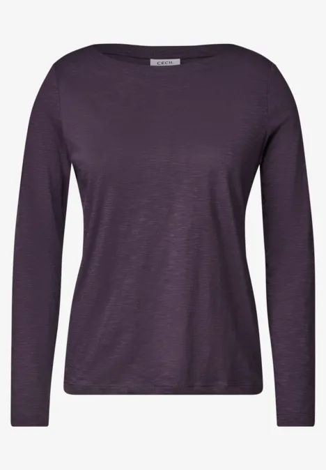 Langarm Shirt mit U-Boot-Ausschnitt lilac shadow Schlichtes langärmeliges Damen-Shirt in dunklem Lila mit Rundhalsausschnitt.