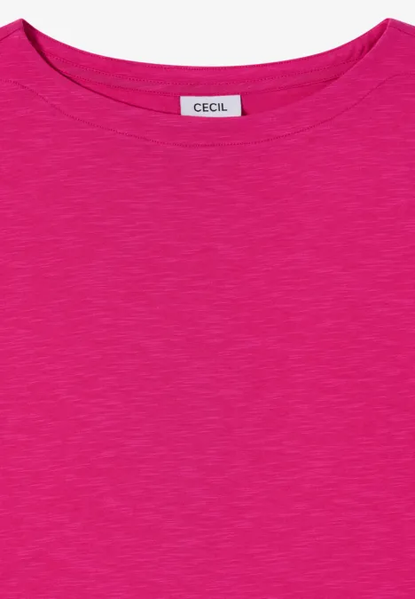 Langarm Shirt mit U-Boot-Ausschnitt pink flash Leichtes, pinkfarbenes T-Shirt mit Rundhalsausschnitt und Label 'CECIL' am Kragen