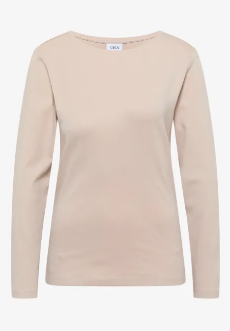 Langarm Shirt mit U-Boot-Ausschnitt cashmere beige Beiges, schlichtes Langarmshirt aus weichem Stoff mit Rundhalsausschnitt.