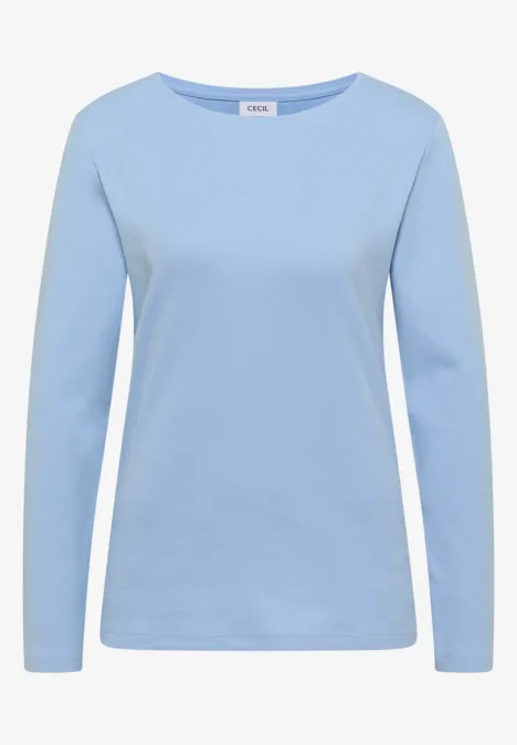 Langarm Shirt mit U-Boot-Ausschnitt cosmopolitan blue Hellblaues, schlichtes Langarmshirt mit Rundhalsausschnitt