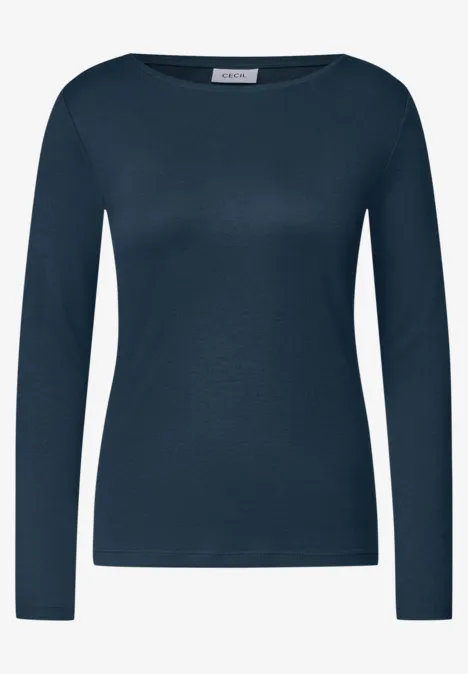 Langarm Shirt mit U-Boot-Ausschnitt moonlight blue Schlichtes dunkelblaues Langarmshirt mit Rundhalsausschnitt.