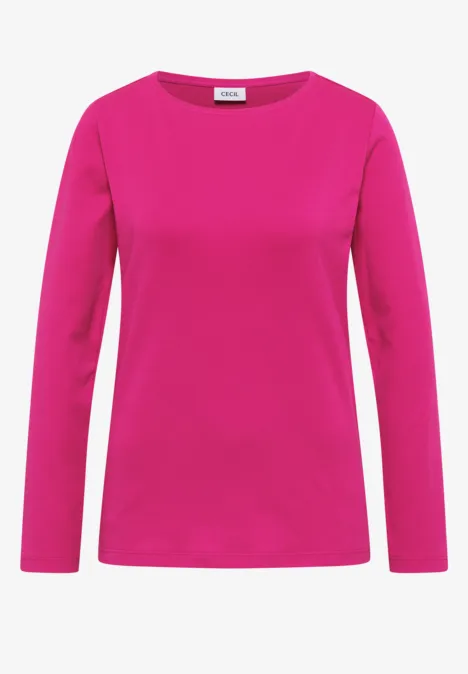 Langarm Shirt mit U-Boot-Ausschnitt pink flash Ein schlichtes langärmliges, knallpinkes Shirt mit rundem Ausschnitt.