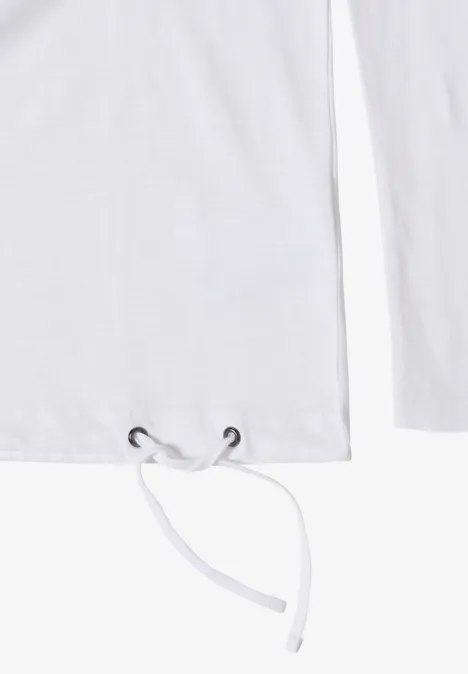 T-shirt à manches longues blanc avec cordon sur l’ourlet