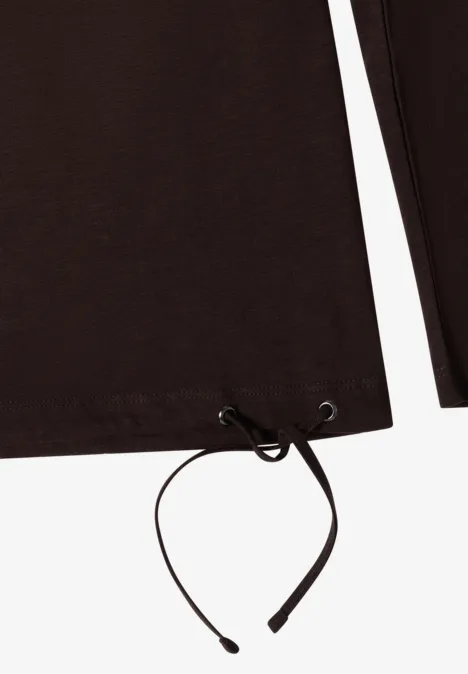 Langarm Shirt mit Rundhals und Tunnelzug truffle brown Braunes Langarmshirt mit verstellbarem Kordelzug am unteren Saum.