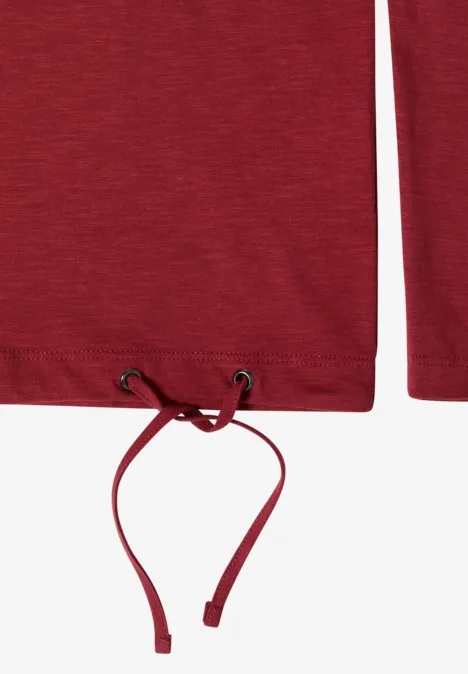 Langarm Shirt mit Rundhals und Tunnelzug russet red Rotes Langarmshirt mit Kordelzug am Saum