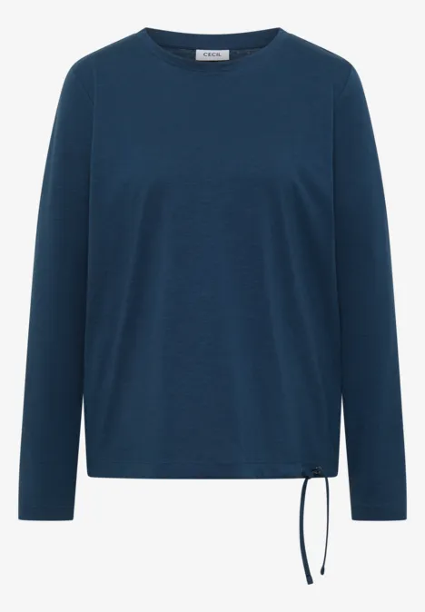 Langarm Shirt mit Rundhals und Tunnelzug moonlight blue Schlichtes marineblaues Langarmshirt mit Rundhalsausschnitt und seitlicher Kordel zum Raffen.