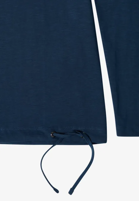 Langarm Shirt mit Rundhals und Tunnelzug moonlight blue Dunkelblaues Langarmshirt mit Kordelzug am Saum.