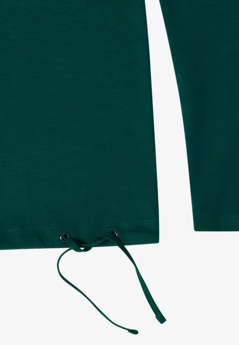 Langarm Shirt mit Rundhals und Tunnelzug dark fir green Dunkelgrünes Langarmshirt mit verstellbarem Kordelzug am Saum.
