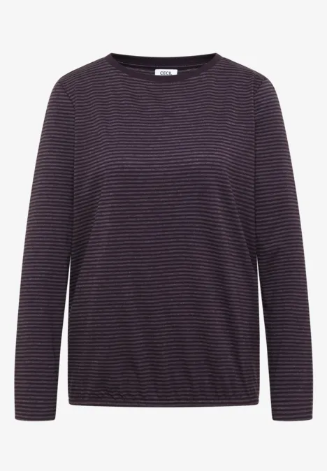 Langarm Shirt mit Boat Neck und Streifen lilac shadow Dunkelblaues Langarmshirt mit feinen weißen Querstreifen und Rundhalsausschnitt.