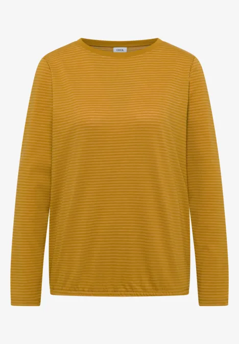 Langarm Shirt mit Boat Neck und Streifen golden honey Gelbes Langarmshirt mit feinen Querstreifen und Rundhalsausschnitt