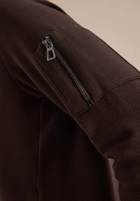 Ottoman Blouson in Unifarbe truffle brown Dunkelbrauner Ärmel mit Reißverschluss-Tasche am Oberarm