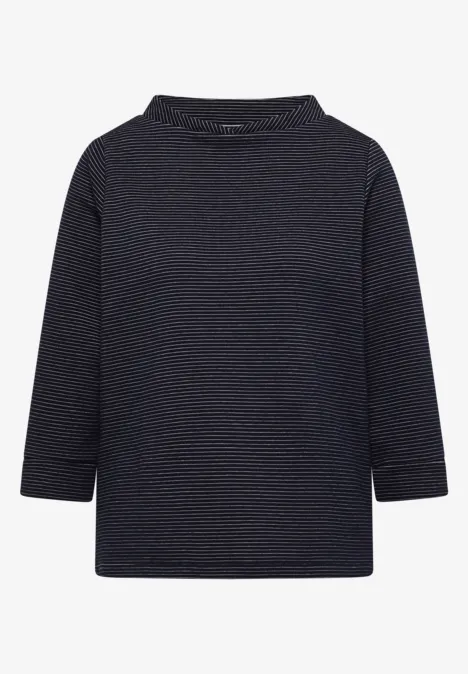 Ottoman Shirt im Two-Tone-Look urban dark blue Ein schlichtes, dunkelblaues Langarmshirt mit Boot-Ausschnitt und 3/4-Ärmeln.