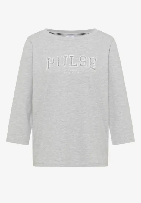 T-shirt gris à manches longues avec l'inscription «PULSE»