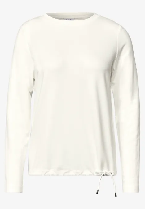 Langarm Shirt mit Tunnelzug am Saum vanilla white Schlichtes weißes Langarmshirt mit rundem Ausschnitt und Tunnelzug am Saum.