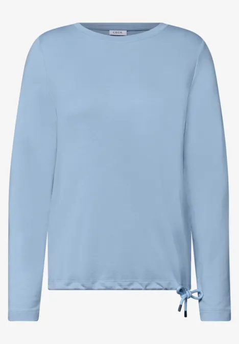 Langarm Shirt mit Tunnelzug am Saum cosmopolitan blue Hellblaues Langarmshirt mit Rundhalsausschnitt und seitlicher Schleife.