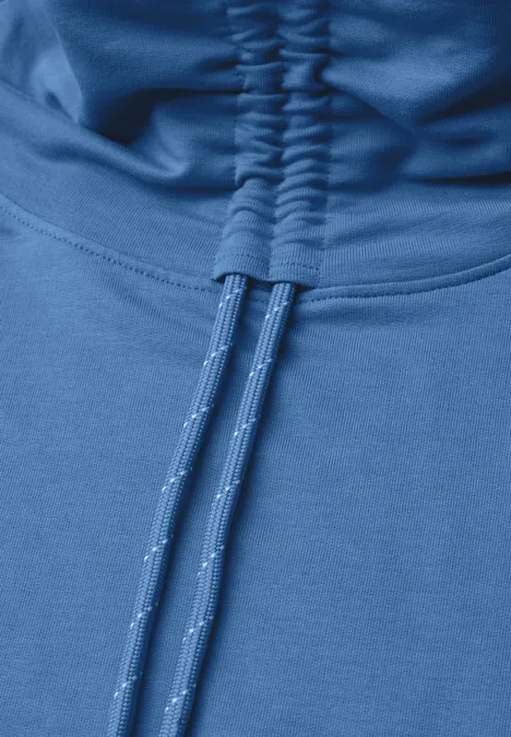 Langarm Shirt mit Rollkragen und Tunnelzug north blue Blauer Hoodie mit Kordelzug am Kragen
