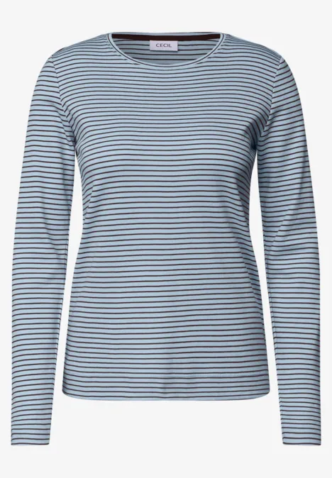 Shirt met lange mouwen, ronde hals en strepen cosmopolitan blue Blau-weiß gestreiftes Langarmshirt aus weichem Baumwoll-Jersey.