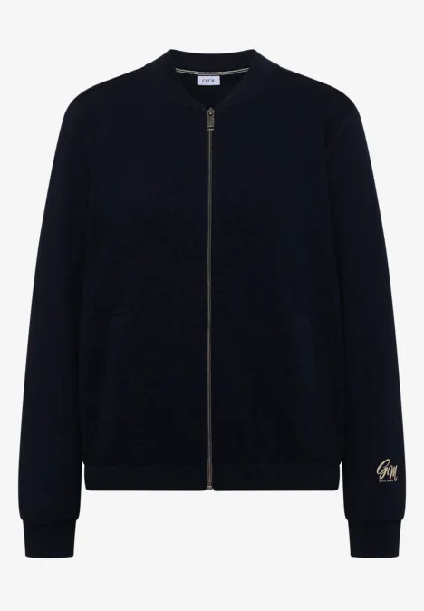 Blouson mit Strukturmix und Elastiksaum urban dark blue Dunkelblaue Bomberjacke mit Reißverschluss, geradem Schnitt, aufgesetzten Taschen und dezentem Logo am Ärmel.