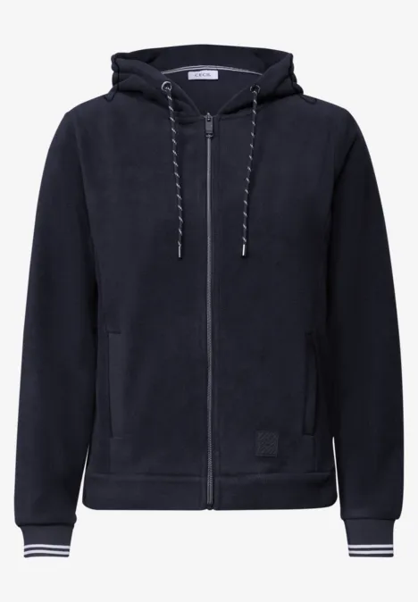 Dunkelblaue Kapuzenjacke mit Reißverschluss und Kängurutaschen
