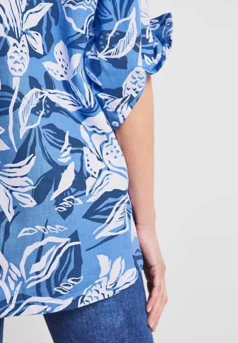 Leinenmix Longbluse marina blue