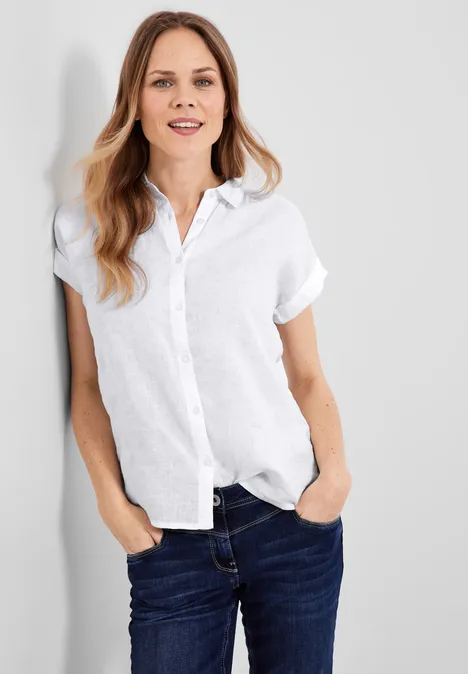 Leinenbluse mit Knopfleiste White
