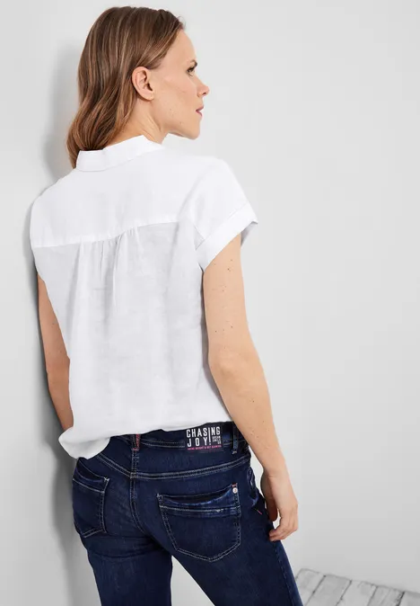 Leinenbluse mit Knopfleiste White