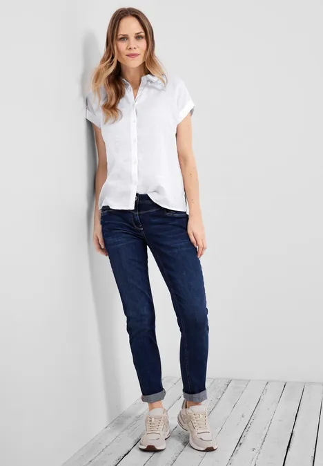 Leinenbluse mit Knopfleiste White