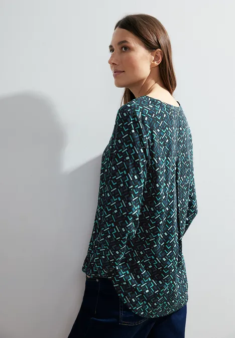 Bluse mit Minimalmuster strong petrol blue