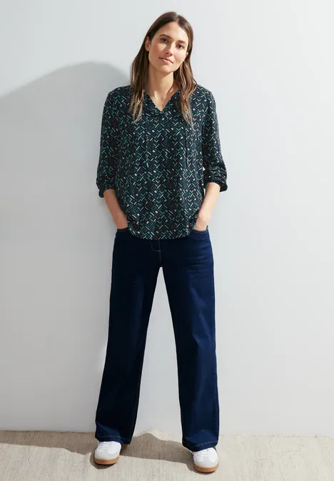 Bluse mit Minimalmuster strong petrol blue