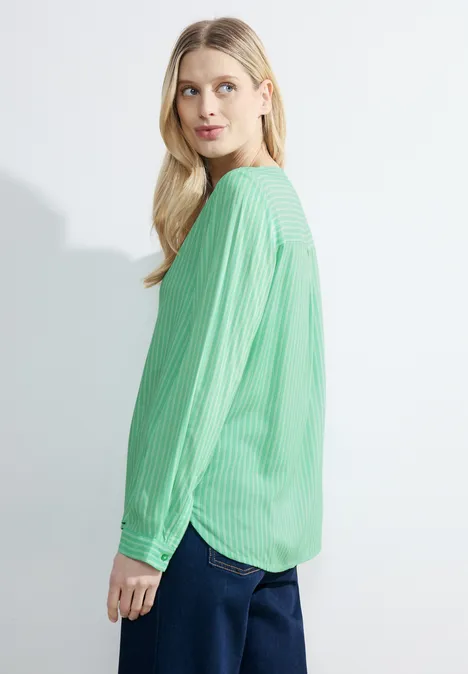 Viskose Streifenbluse celery green