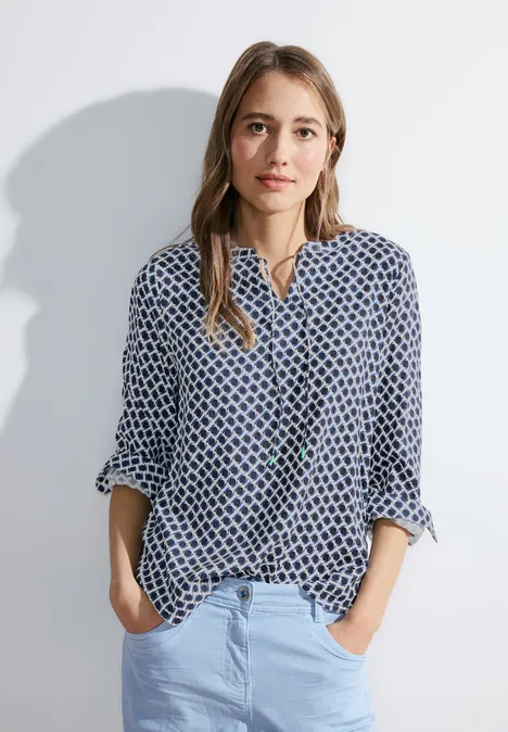 CECIL Damen Tunika Bluse Mit Streifen-Print – Aus Viskose, Mit Band