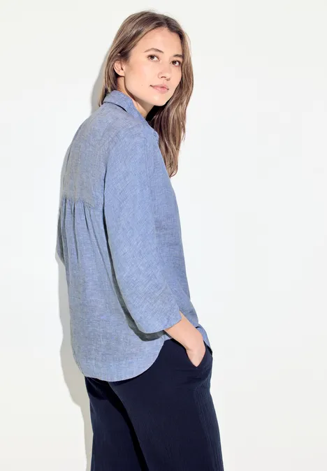 Chambray Bluse linen chambray blue