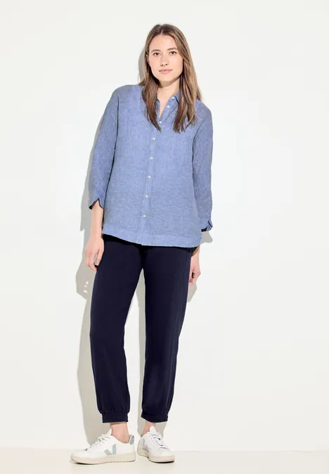 Chambray Bluse linen chambray blue