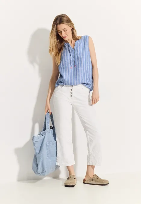 Leinen Blusentop linen chambray blue