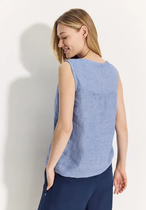 Leinen Blusentop linen chambray blue