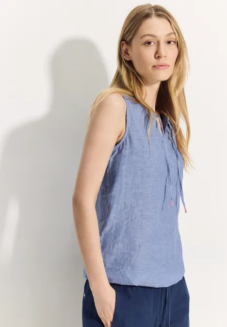 Leinen Blusentop linen chambray blue